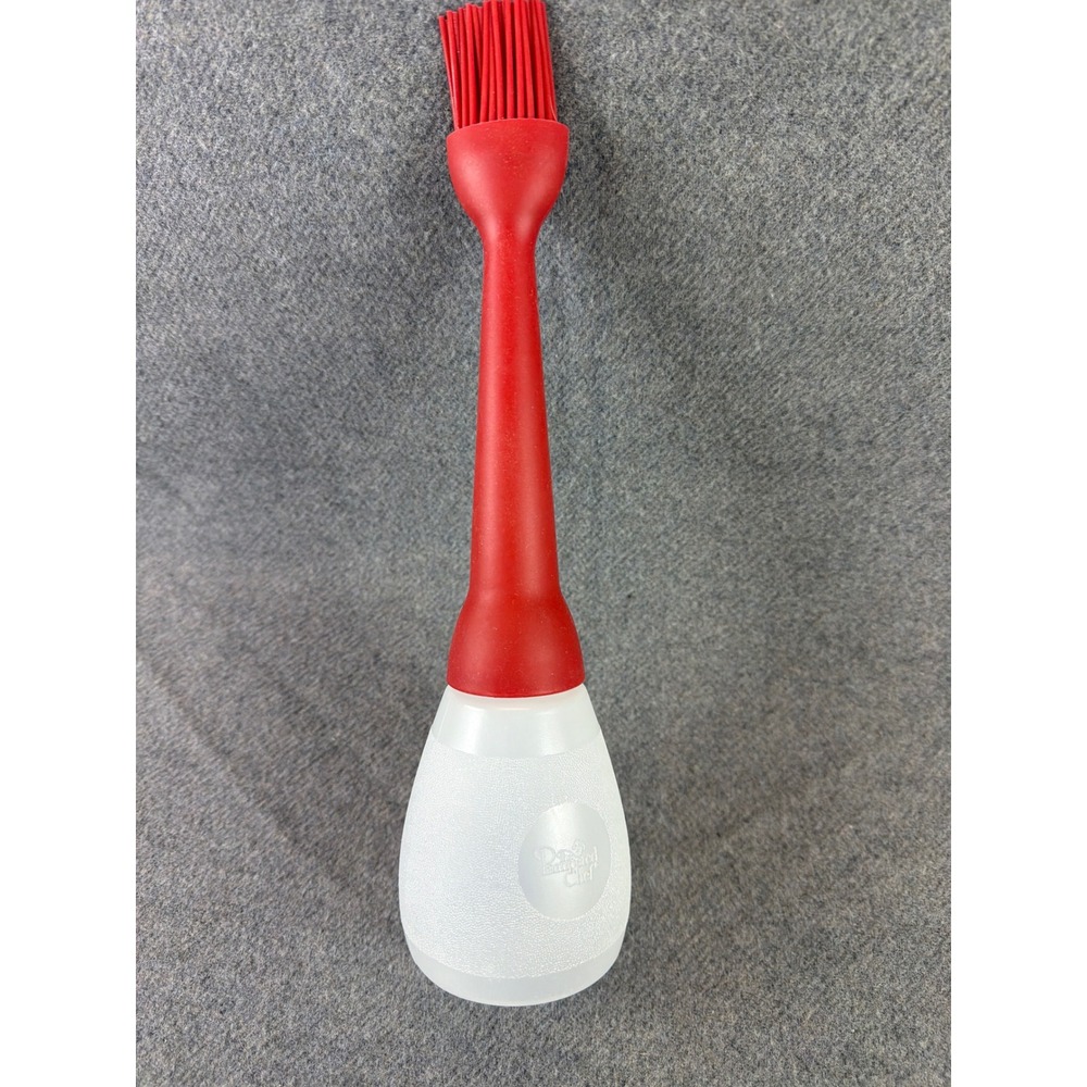 Pampered Chef Basting Bottle Red White Silicone Brush 2704 BBQ Kitchen‎ Tool